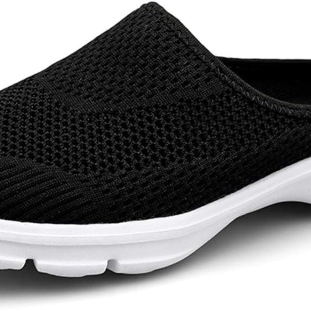 Womens Mesh Slip On Sneakers Open Back Comfortable Walking Shoes Black 9